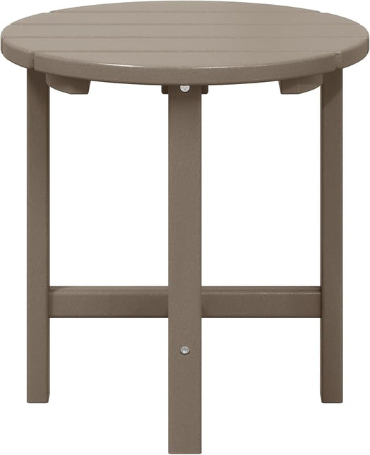 WestinTrends Dylan Adirondack Round Outdoor Side Table, Weathered Wood