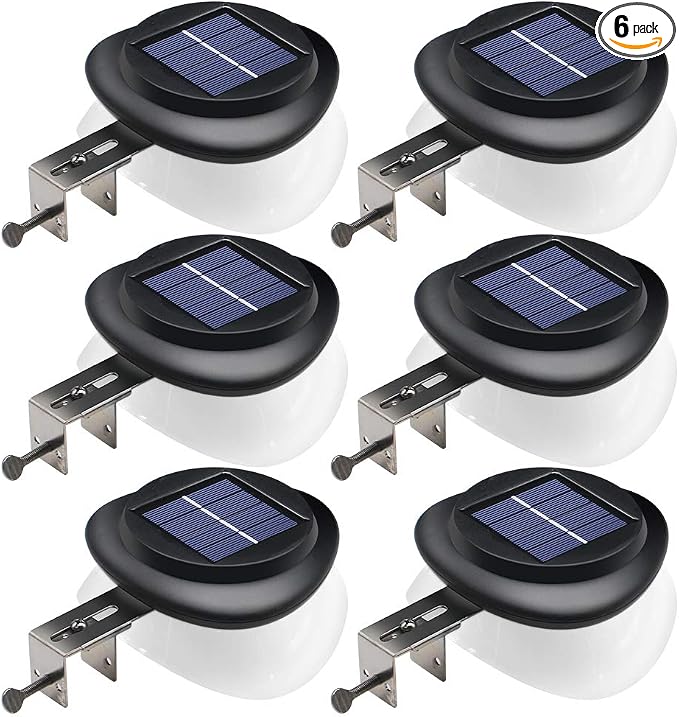 DBF Outdoor Solar Gutter Lights - Solar Fence Lights Outdoor Waterproof LED Deck Lighting Wall Mount Decorative Auto On/Off for Eaves Yard Garage Garden Deck Patio Railing (6 Pack)