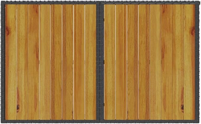 Acacia Wood Outdoor Dining Table 43.3 in Black | Powder-Coated Steel Frame, 26.8 in Wide, Easy Wipe Clean, for Patio Balcony Garden
