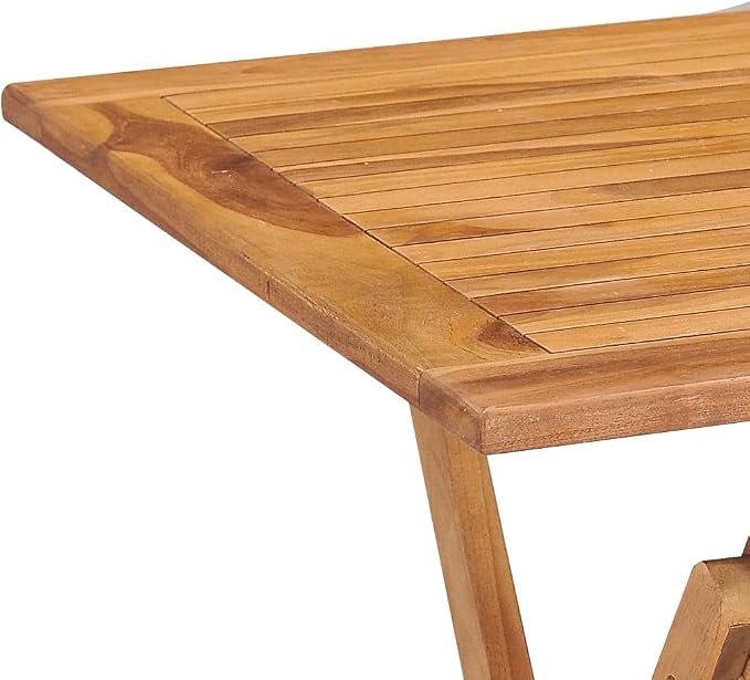5 Piece Folding Patio Dining Set Solid Teak Wood Outdoor Table and Chairs for Garden Backyard Space Saving Foldable Furniture Set with Waterbase Finish