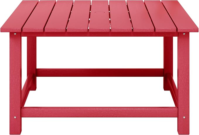 WestinTrends Malibu Low Outdoor HDPE Square Patio Coffee Table, Red