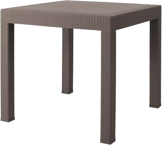 DIMAR GARDEN Patio Dinning Table, Outdoor Resin 31.5" Square Table with Umbrella Hole, Flax Gray