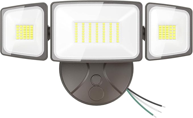 Onforu 75W Flood Lights Outdoor, 7000LM Brightness Security Lights Switch Controlled, 3 Adjustable Heads, IP65 Waterproof, 6500K Wall Mount Exterior LED Flood Light