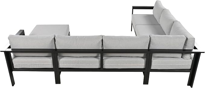 GDFStudio U-Shaped Outdoor Patio Furniture Set for 6, Iron Frame Patio Sectional Sofa with Thick Cushions, All Weather Modular Outdoor Couch Seating for Backyard Garden Balcony Deck Poolside, Grey