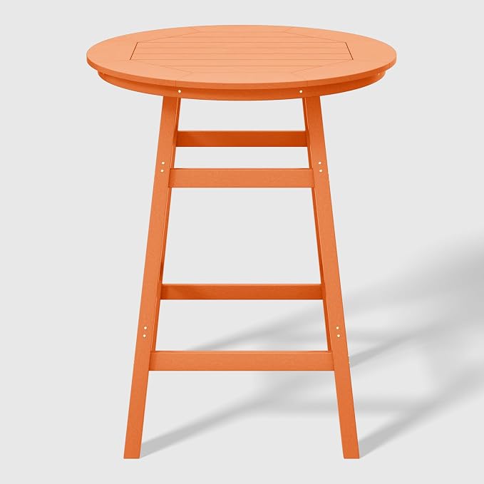 WestinTrends Malibu Outdoor 35" HDPE Round Patio Bar Height Table, Orange
