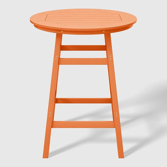 WestinTrends Malibu Outdoor 35" HDPE Round Patio Bar Height Table, Orange