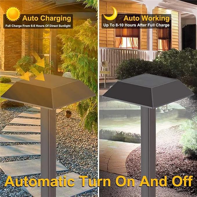 Super Bright 300 Lumens Solar Pathway Lights Outdoor, 2 Lighting Color Modes Warm White & Daylight, Waterproof Landscape LED Lighting for Walkway, Garden, Driveway, Yard – Easy Installation (4 Pack)