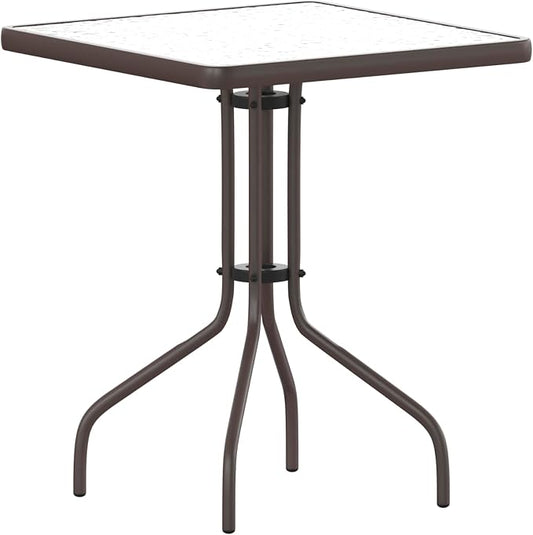 Flash Furniture Barker 23.5'' Square Indoor/Outdoor Tempered Glass Metal Frame Side Table, Bronze