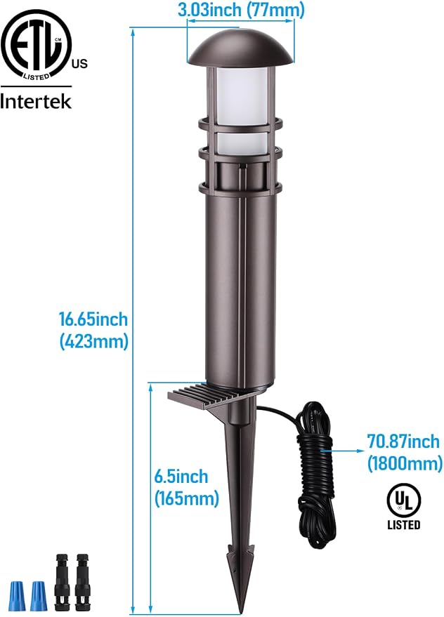 LEONLITE 12-Pack 5CCT Low Voltage Landscape Pathway Lights, 3W, CRI90 | 12-24V AC/DC, Aluminum, ETL, 1800K/2700K/3000K/4000K/5000K, Low Voltage LED Bollard Path Lights, for Walkway Yard Garden