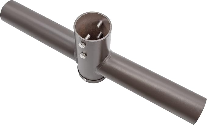 180 Degree Double Bullhorn Mounting Bracket for 2 Lighting Fixtures, Bronze Steel Pole Mount Bracket for Outdoor Shoebox, Parking Lot, Street Light Fixtures