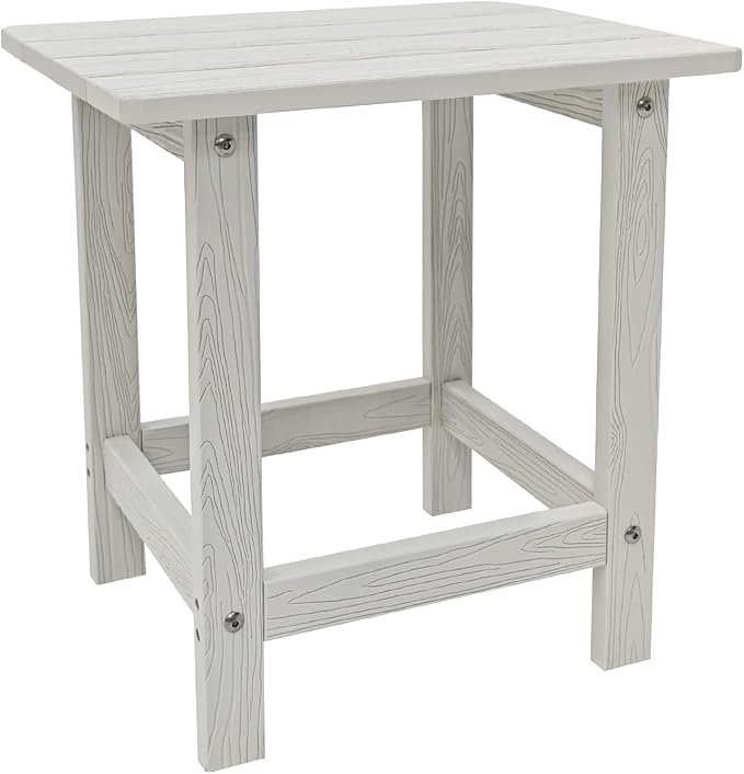 Meluvici Outdoor Side Table, HDPS Single Adirondack Side Table Weather Resistant, Table for Adirondack Chair, End Table for Patio, Pool, Deck, Porch, Outdoor or Indoor Use, White