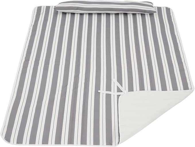Lazy Daze Hammocks 2 Person Hammock Pad and Pillow Set, Double Polyester Quilted 78" x55" Replacement Pad for Rope Hammock, Light Grey Stripes