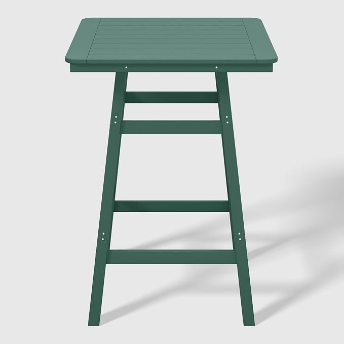 WestinTrends Malibu Square Outdoor Patio Bistro Bar Table with Umbrella Hole 42" Tall, Dark Green