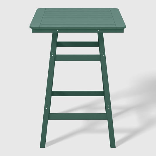 WestinTrends Malibu Square Outdoor Patio Bistro Bar Table with Umbrella Hole 42" Tall, Dark Green