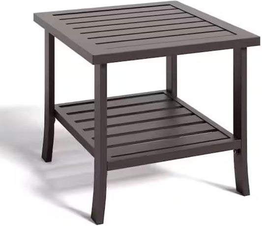 Hassyee 2 Pieces All-Weather Metal Outdoor Conversation Set with Coffee Table and Removable Cushions for Balcony, Patio Furniture Set with Modern Curved Design for Backyard, Lawn (Coffee Table)