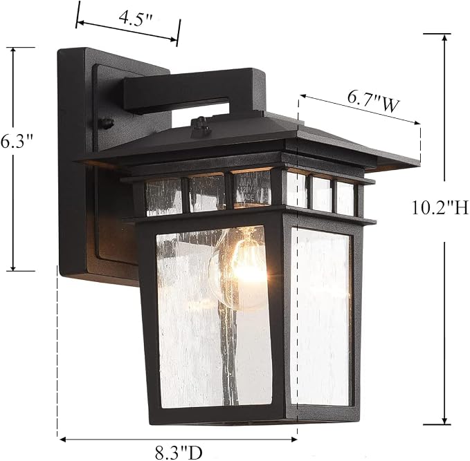 Outdoor Wall Lantern 2 Pack Exterior Light Fixtures Wall Mount Black