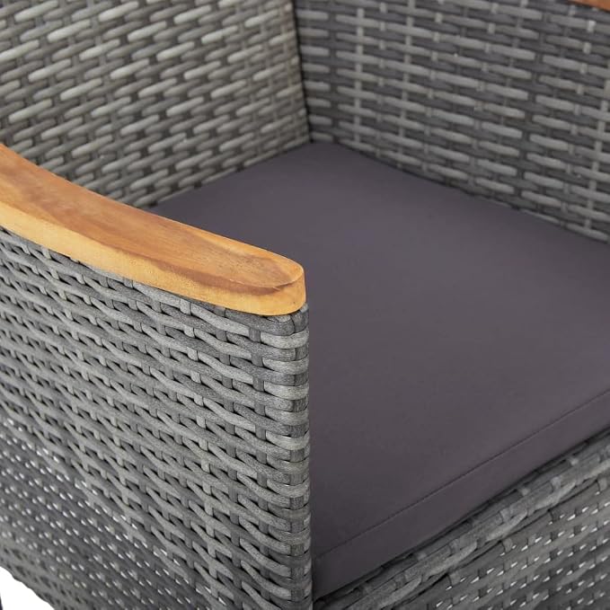 5-Piece Outdoor Dining Set in Grey and Brown with Plush Cushions and Sturdy Steel Frame for Patio Garden