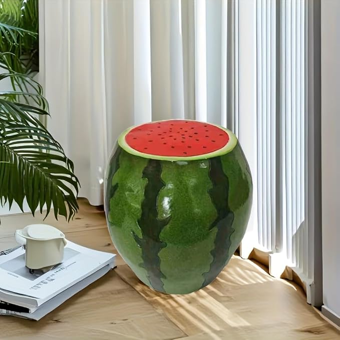 Garden Side Table, Outdoor Plant Stand,Tropical Art Deco Resin Decorative Furniture, 13.4 Inch Multi-Purpose Novelty Ornament for Patio Poolside Indoor Outdoor Home Garden Decor (Green)