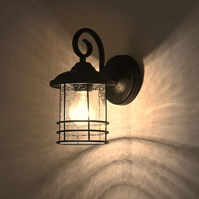 MICSIU 2 Pack 5.5" Narrow Oil Rubbed Bronze Vintage Farmhouse Porch Light | Max 23W 9.8 Inch Outside Fixture, Waterproof Farmhouse Outdoor Wall Sconce for Slim Column, Patio, Front Door Sidelight