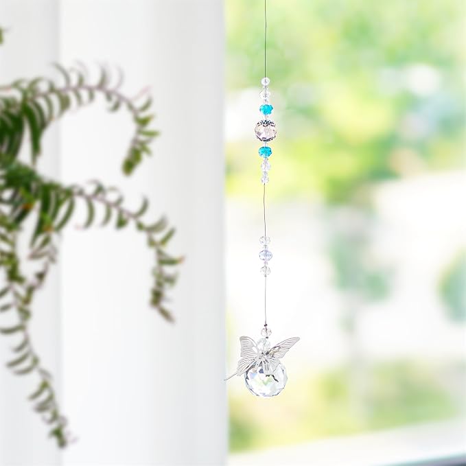 30mm Handmade Crystal Butterfly Prism Suncatcher Rainbow Hanging Decor | Crystal Butterfly Prism Suncatcher Rainbow Maker 30mm Hanging Ornament for Chandelier Lamp Window Garden Home DIY Decor