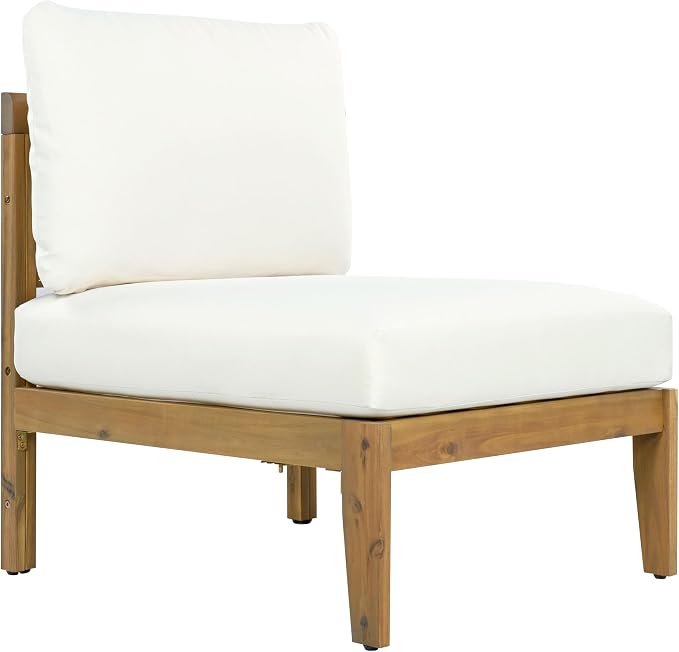 Christopher Knight Home Outdoor Acacia Wood 5 Seater Sectional Sofa Set with Thick Cushions Patio Conversation Set Modular Outdoor Seating with Coffee Table for Patio Deck Balcony Garden