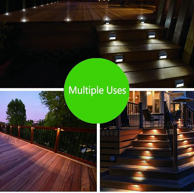 Solar Lights Outdoor, Waterproof Solar Powered Deck Step Lights for Patio Garden Backyard Garage Driveway Pathway Outside Wall Lighting (Warm White, 4 Pack)