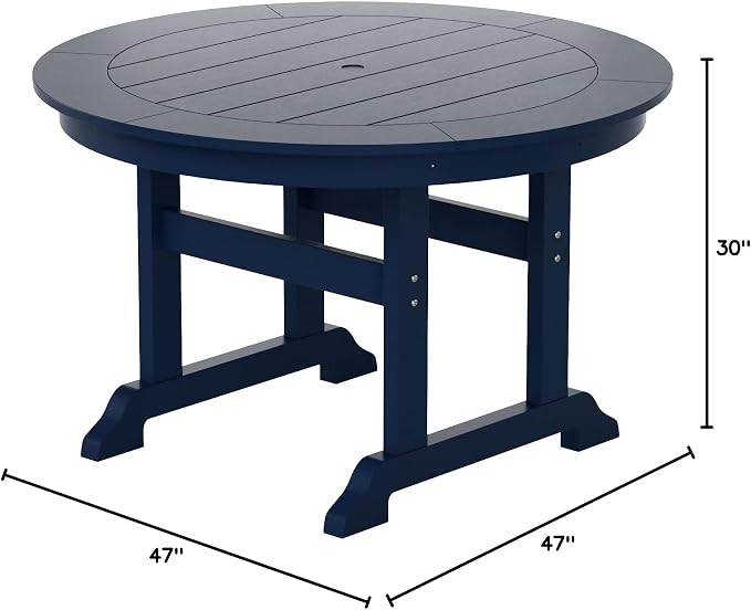 HDPE Laguna 47" Round Dining Table,Navy Blue