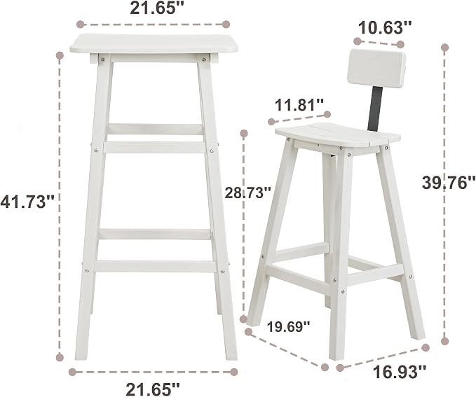 3-Piece Outdoor High Table Set, 42" Pub & Bistro Table with 2 Stools, HDPE Weather Resistant for Patio/Backyard/Garden/Poolside, White
