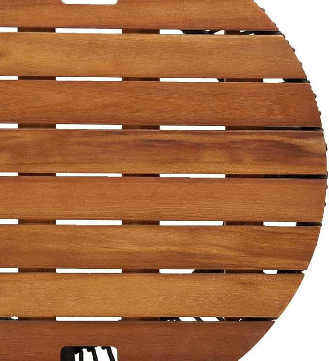 vidaXL Patio Side Tables Set - 2 Pcs, Wooden Top, Black Poly Rattan, Nesting Design, Outdoor Garden Furniture, Elegant & Space-Saving, Acacia Wood Tabletops, Ideal for Backyard or Patio, 19.7" & 15"