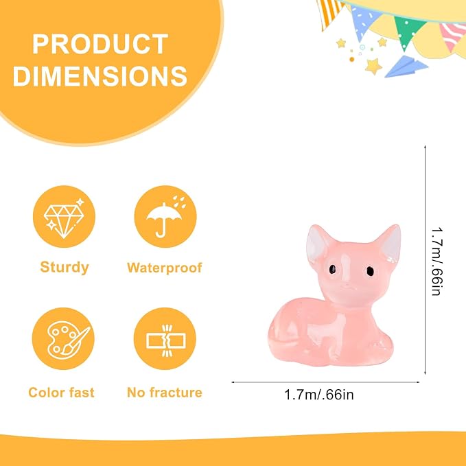60 pcs Mini Resin Fox Many Styles Variety Tiny Luminous Animals Figures Miniature Little Small Animal Figurines Bulk for Micro Fairy Garden Landscape Accessories Hide Crafts Decor Aquarium