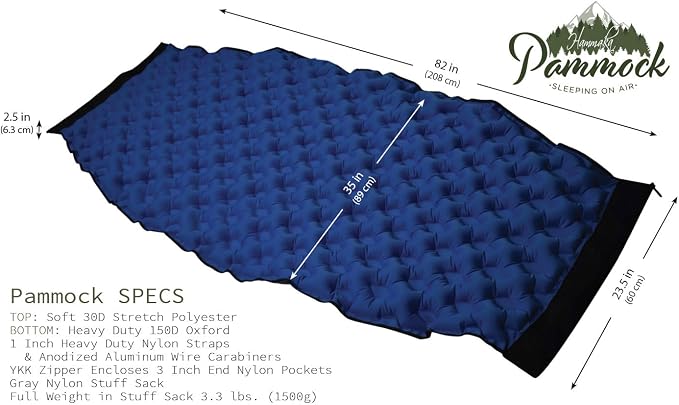 Pammock Sleeping Pad That Converts Into an Inflatable Hammock with Inflatable Pillow and Hammock Straps