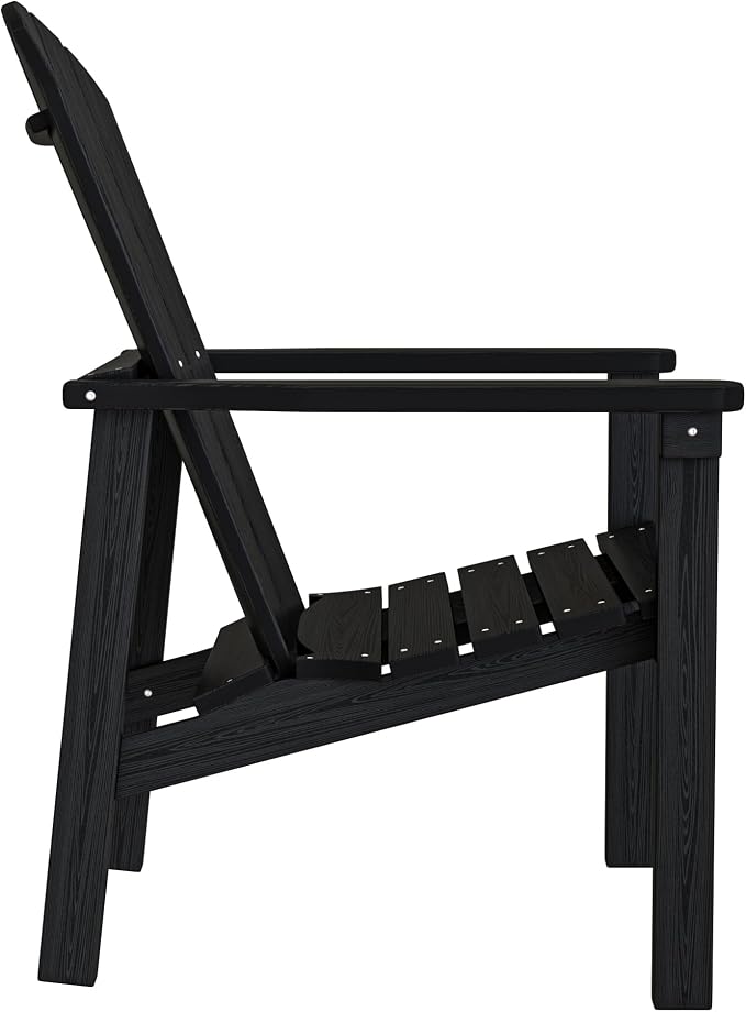 nevilywood Compact Stackable Adirondack Chairs Set of 4,HDPE,380lbs,Black | 26.3" Wide HDPE.All-Weather Outdoor.Maintenance-Free.Stackable for Storage.25°Curved Straight Backrest.Quick Assembly