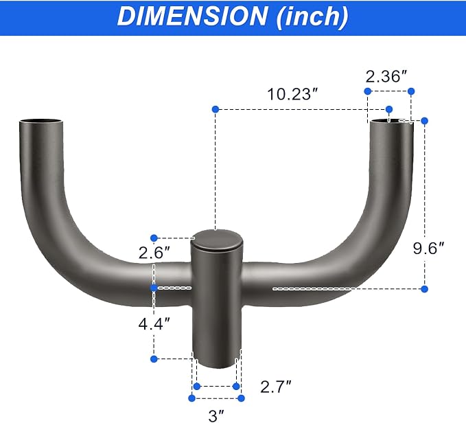 90 Degree Quad Bullhorn Tenon Adapte with 2 Arms for Round Pole,Slip Fitter Round Bullhorn Bracket for 2 Lighting Fixture,Slip Fit Mount Pole Area Parking Lot Light Mounting