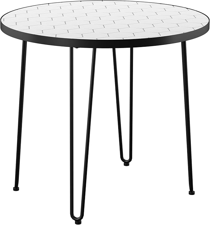 SEI Outdoor Patio Furniture - Watkindale Outdoor Bistro Table - Transitional Design White Metal - Ideal for Patio, Backyard (OD1172427)