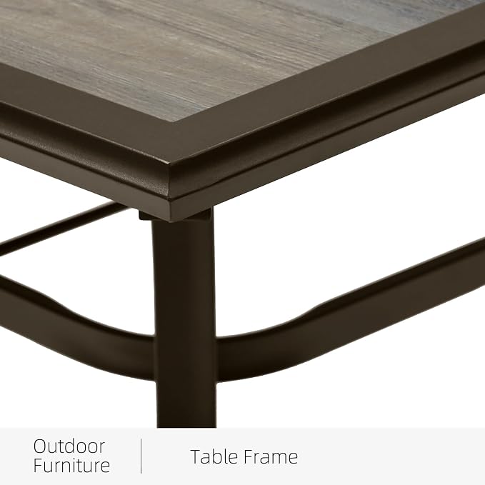 37" Outdoor Patio Table,Square Patio Dining Table with Laminated Top & 1.6" Umbrella Hole,Brown Frame