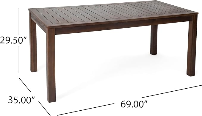69'' Outdoor Patio Dining Table & 2 Bench for 4, Acacia Wood Farmhouse Dining Table Set Outdoor & Indoor Furniture for Patio Porch Garden, 3-Pcs, Dark Brown