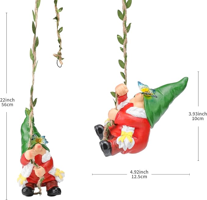 Hanging Gnome Garden Statue Climbing Garden Gnomes Lady with Butterfly Summer Decorations Tree Hugger for Outdoor Home Lawn Patio Yard Birthday Gifts for Mom Women