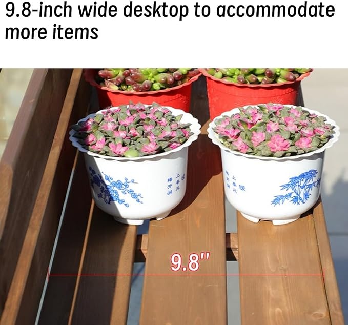 Wood Balcony Railing Table & Hanging Planter Shelf - Balcony Railing Plant Shelf, Balcony Railing Table, Hanging Plant Shelf for Living Room Garden Balcony(35.4 * 9.4in)
