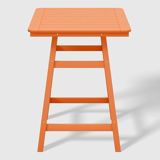 WestinTrends Malibu Square Outdoor Patio Counter High Bistro Bar Table with Umbrella Hole 37" Tall, Orange