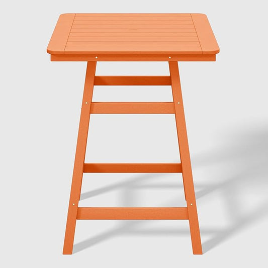 WestinTrends Malibu Square Outdoor Patio Counter High Bistro Bar Table with Umbrella Hole 37" Tall, Orange