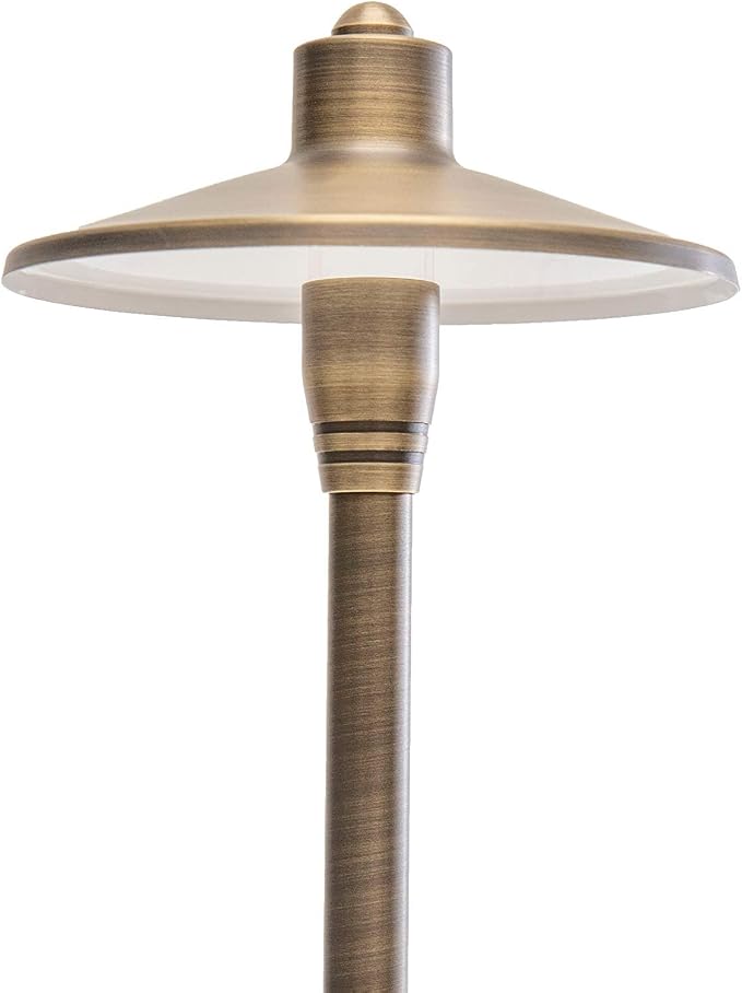 G2 12V Brass Path Light (24"" Tall) & 3W 2700K G4 LED Bulb | Low Voltage, 300 Lumens of Warm White Light, Illuminates 12-Foot Diameter Area, Ideal for Walkway Garden Patio or Driveway