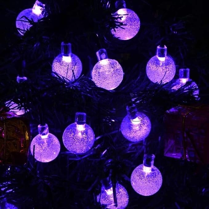 Toodour Solar String Lights Outdoor, 36ft 60 LED Globe String Light with 8 Mode, Waterproof Crystall Ball Lights Solar Patio Lights for Garden, Lawn, Patio, Gazebo, Yard, Outdoor Decor - Purple