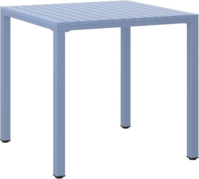 WestinTrends Playa 31.5" Iron Metal Frame Outdoor Square Patio Dining Table, French Blue