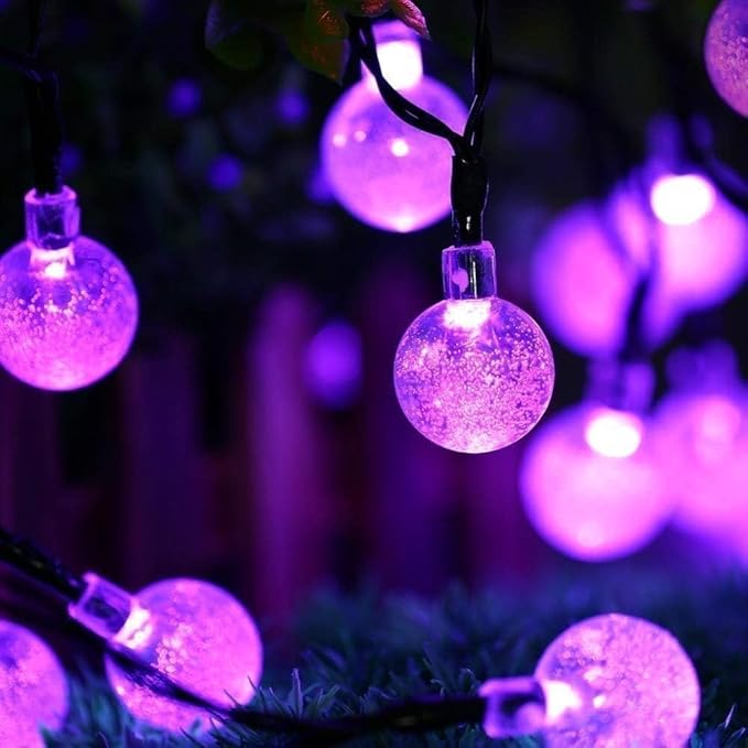 Toodour Solar String Lights Outdoor, 36ft 60 LED Globe String Light with 8 Mode, Waterproof Crystall Ball Lights Solar Patio Lights for Garden, Lawn, Patio, Gazebo, Yard, Outdoor Decor - Purple