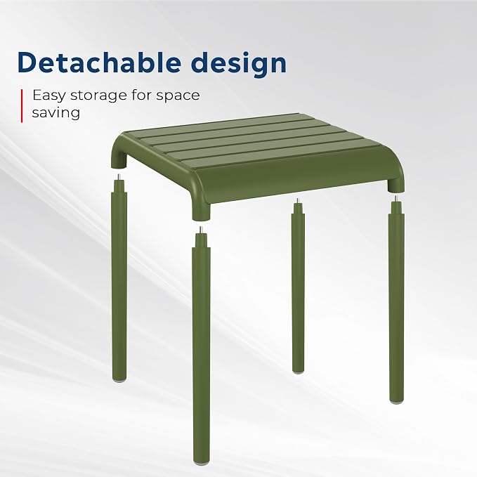 Costaelm Sunshine Plastic Modern Outdoor Patio Accent Side Tables (Set of 2), Olive Green
