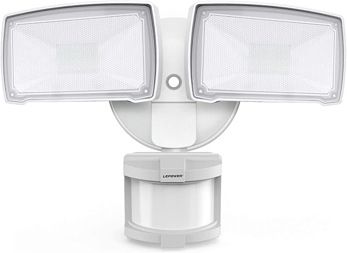 LEPOWER Hardwired LED Security Lights Motion Sensor Outdoor, 40W 4000LM | 5500K Daylight, 72 FT Range & 180° Detection, Easy to Install, IP65 Waterproof, 2 Head Flood Light for Garage, Yard, Porch