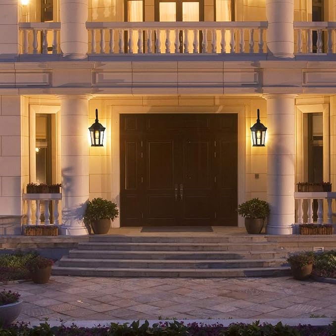Black Outdoor Wall Lantern, Large Outdoor Porch Light Fixtures