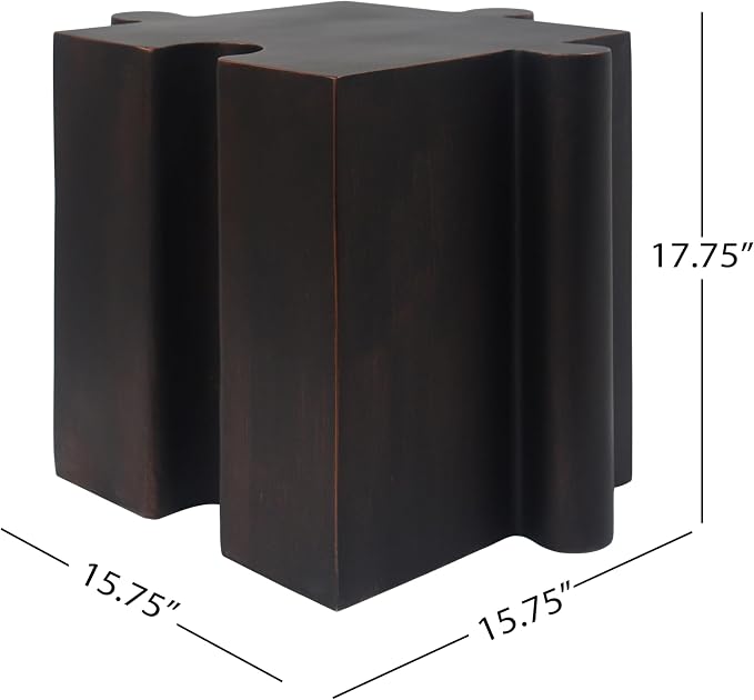 Christopher Knight Home Daton Interlocking Puzzle Outdoor Side Table, Lightweight Concrete Patio Coffee Table, Convex Edge MGO Modular End Table, Creative Set Up for Indoor&Outdoor Use, Copper