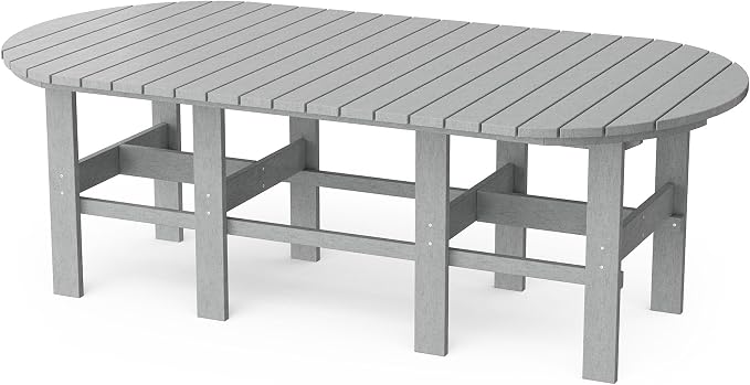 Wildridge Classic 7-Piece 44"x84" Dining Set, Light Gray - Outdoor Weather Resistant Recycled Plastic Furniture for Patio