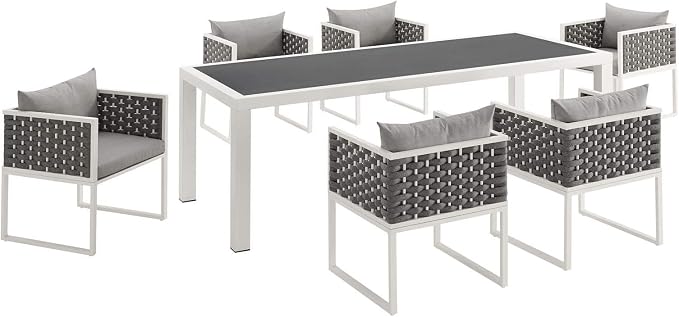 Modway Stance Outdoor Patio Woven Rope 7-Piece Dining Furniture Set
